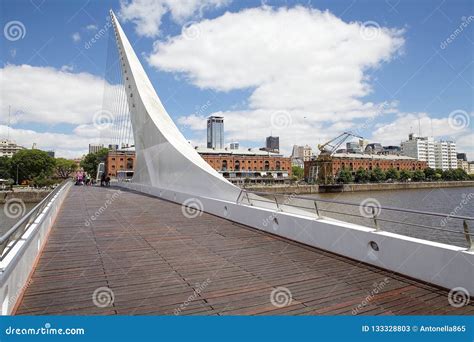 Panorama Of Puerto Madero From The Bridge Over The River Darsena Sur In Buenos Aires Editorial ...