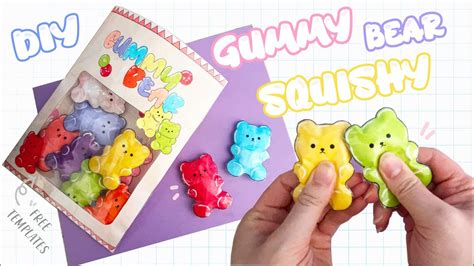 [DIY PAPER SQUISHY] Gummy Bear Bag | FREE TEMPLATE - YouTube