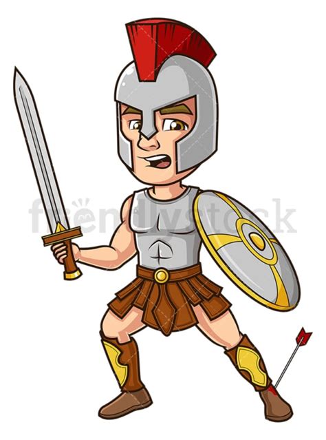 Achilles Hit By Arrow Cartoon Clipart Vector - FriendlyStock