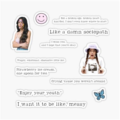 "Olivia Rodrigo sour pack lyrics stickers" Sticker by cherryblue | Redbubble