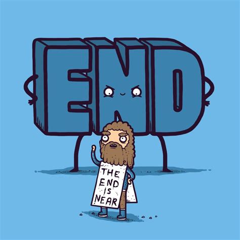 "The End Is Near" Doomsday Man w/ "END" Word Funny Cartoon - Vinyl Sticker