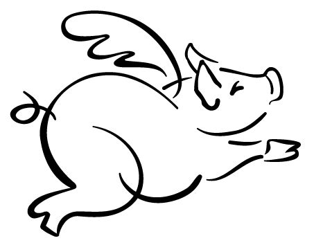 free flying pig clipart | Flying Pig Outline Flying Pig Drawing, Flying ...