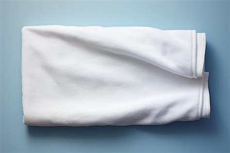 Premium AI Image | A white beach towel is neatly rolled up and placed on a plain white surface