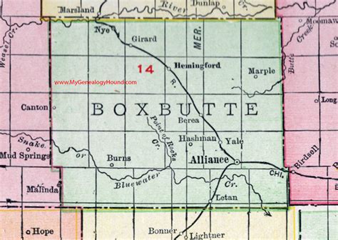 Box Butte County, Nebraska, 1912, map, Alliance, Hemingford, Berea ...