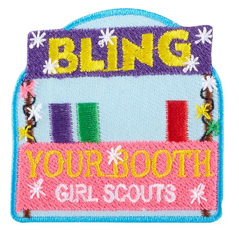 Bling Your Booth Iron-On Patch | Girl scout fun patches, Girl scout patches, Girl scout shop