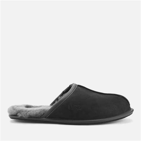 UGG Men's Scuff Leather Skeepskin Slippers - Black | Allsole