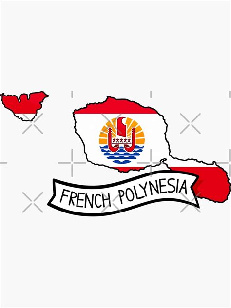 "French Polynesia Flag Map Sticker" Sticker by Drawingvild | Redbubble