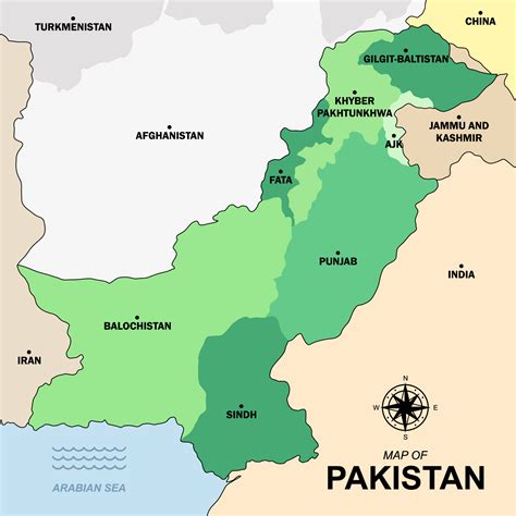 Pakistan Map With States Name 18866393 Vector Art at Vecteezy