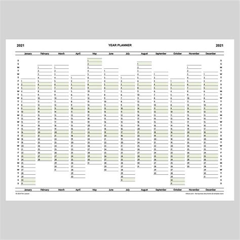 2021 Year Planner Calendar download for A4 or A3 print – Infozio