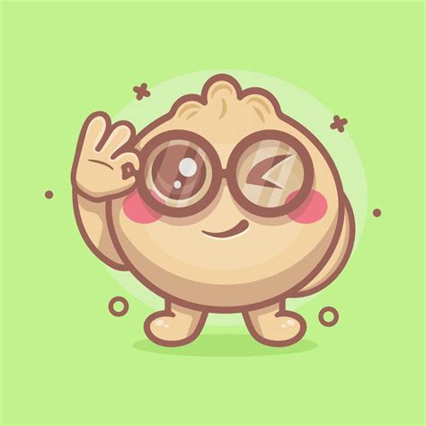 funny dim sum food character mascot with ok sign hand gesture isolated ...