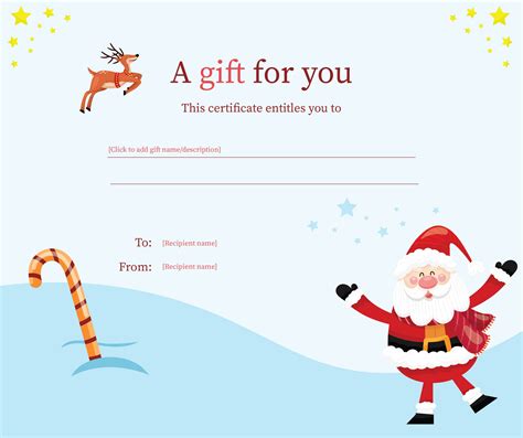 Christmas Gift Certificate Template Word