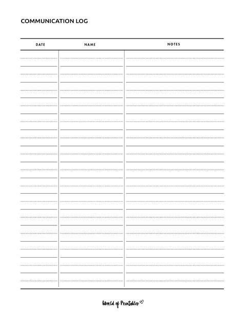 Printable Communication Log