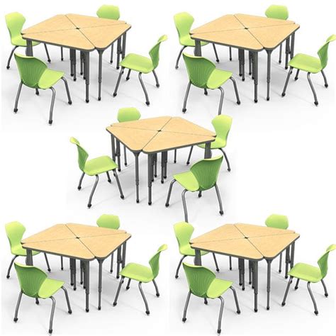 All Apex Classroom Set- 20 Triangle Desks 20 Chairs by Marco Group ...