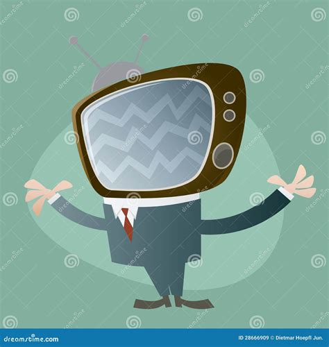 Funny tv head man stock vector. Illustration of technology - 28666909