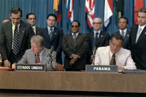 President Jimmy Carter And General Omar Torrijos Signing The Panama ...