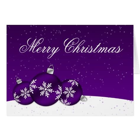 Purple and White Christmas Snowflake Ornaments Card | Zazzle