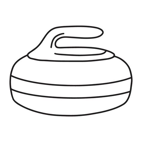 The curling stone is isolated on a white background. Vector illustration in the doodle style ...