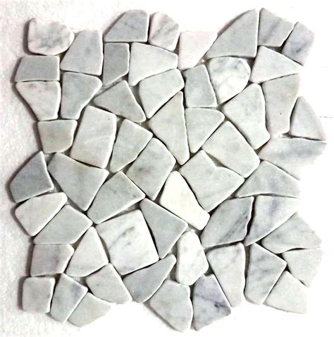 Milky White Pebble Stone Mosaic Tile - Tilehub