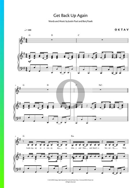 Get Back Up Again Piano Sheet Music from Trolls by Anna Kendrick - OKTAV