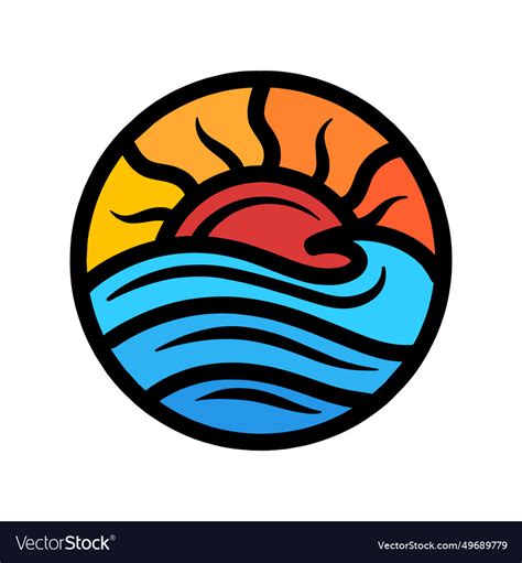 Colourful ocean logo design emblem Royalty Free Vector Image