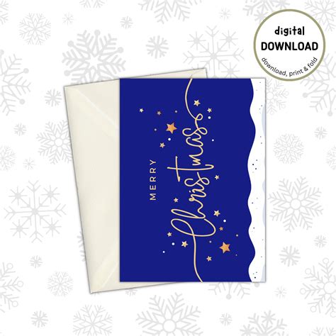 Printable Christmas Card Blue Christmas Card Digital - Etsy