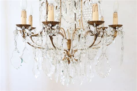 Vintage Crystal & Bronze Chandelier, 1930s for sale at Pamono