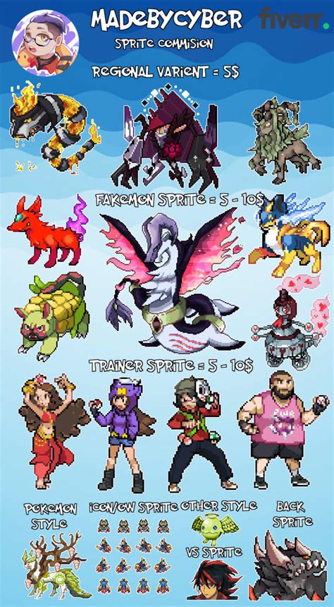 Make you epic pokemon, fakemon, trainer sprites by Tnguyn606 | Fiverr