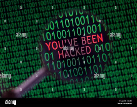 Hacked message on computer screen Stock Photo - Alamy