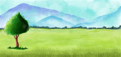 Green Landscape Natural Watercolor Background, Watercolor, Landscape ...