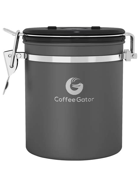 Coffee Gator Medium Storage Canister with Measuring Cup, Grey at John Lewis & Partners