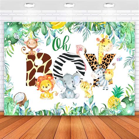 Buy Moca Safari Baby Shower Backdrop Jungle Animals Oh Boy Baby Shower ...