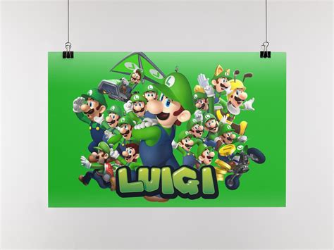 Luigi Style Super Mario Poster Print Limited Edition Wall | Etsy