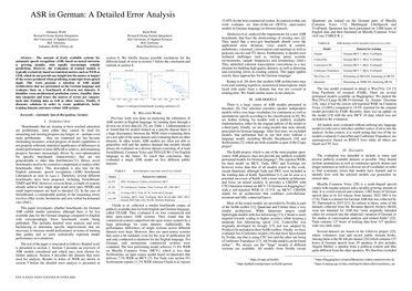 Automatic Speech Recognition in German: A Detailed Error Analysis | Papers With Code