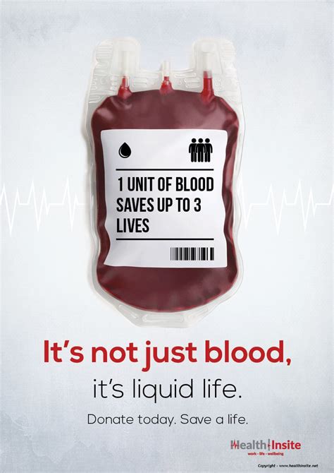 Blood donation poster- 1 unit of blood saves up to 3 lives! Donate today. Save a life | Nursing ...