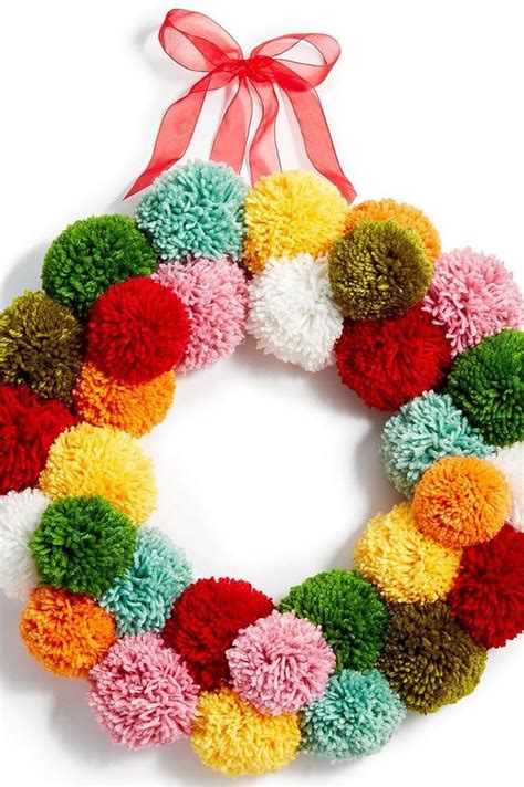 DIY Yarn Pom Pom Wreath - Craft projects for every fan!