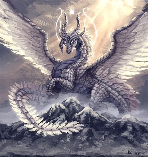 [Art] Bahamut, the platinum dragon painting I did : r/DnD