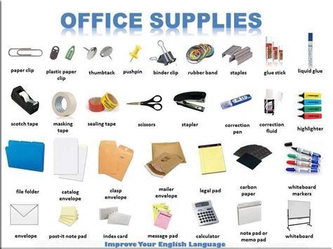 Office supplies. | English vocabulary, Vocabulary, Learn english vocabulary