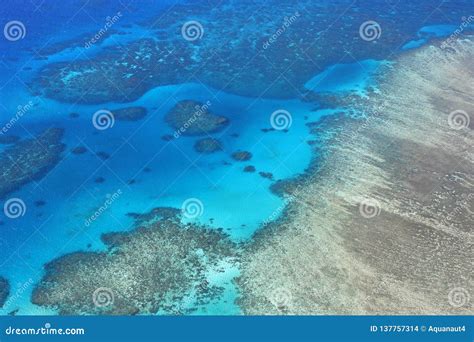 Aerial View of the Great Barrier Reef Stock Photo - Image of queensland ...