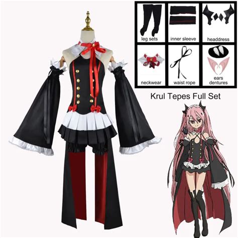 【hot】 Anime Seraph of The End Krul Tepes Uniform Cosplay Full Set Wig Dress Outfit Halloween ...