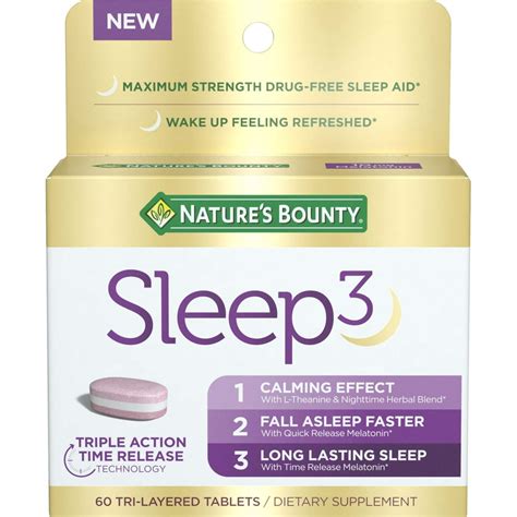 Nature's Bounty Sleep3 Melatonin Sleep Aid Tri-Layered Tablets, 10 Mg, 60 Ct - Walmart.com ...