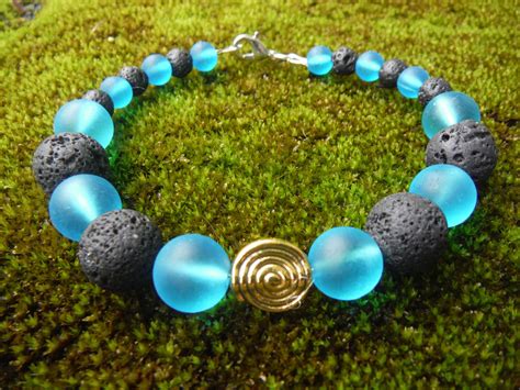 Blue Sea Glass lava stone bracelet lava rock bracelet Sea | Etsy | Lava rock bracelet, Lava ...