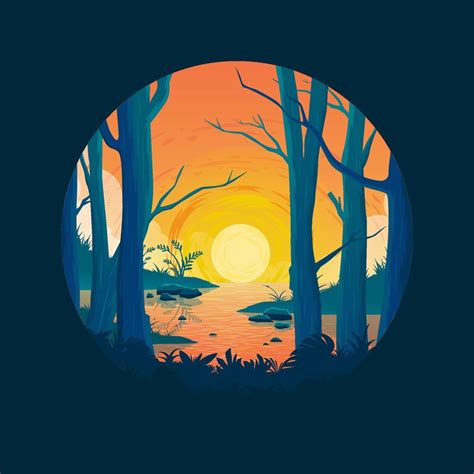 Tree Forest landscape vector illustration logo design 10683022 Vector Art at Vecteezy