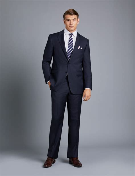 Men's Birdseye Classic Fit Suit Jacket In Navy | 46 Long | Super 120S ...