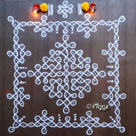 11 Dots Sikku Kolam || Bikki Kolam -3 || Chukkala Muggulu | Vinns Kolam