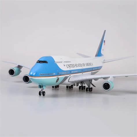 47cm airplane model toys boeing 747 air force one aircraft model with light and wheel 1/150 ...