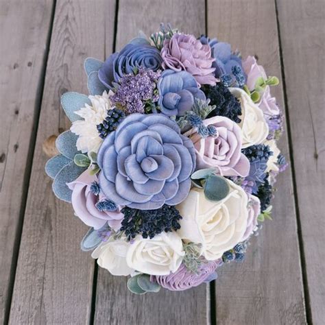 Purple Lavender Blue Bridal Bouquet Light Blue Purple Wedding - Etsy