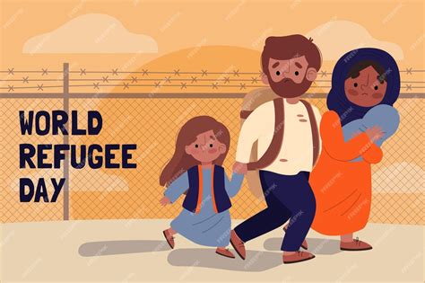 Free Vector | World refugee day draw illustration