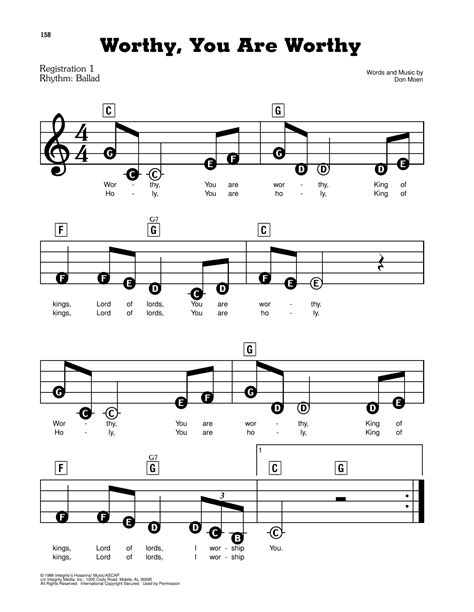 Worthy, You Are Worthy by Don Moen Sheet Music for E-Z Play Today at ...