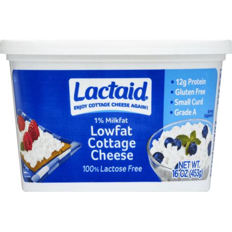 LACTAID Cottage Cheese, Small Curd, 1% Milkfat, Lactose Free, Lowfat ...