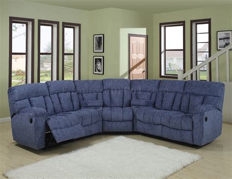 Blue or Beige Fabric Modern 5Pc Reclining Sectional Sofa